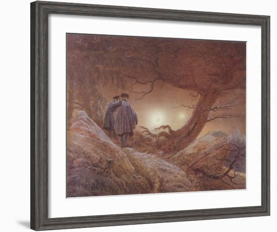 Two Men Gazing at the Moon-Caspar David Friedrich-Framed Collectable Print