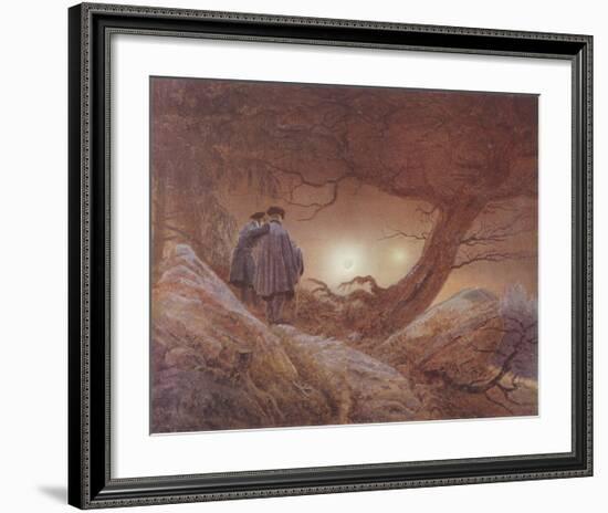 Two Men Gazing at the Moon-Caspar David Friedrich-Framed Collectable Print