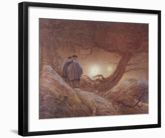 Two Men Gazing at the Moon-Caspar David Friedrich-Framed Collectable Print