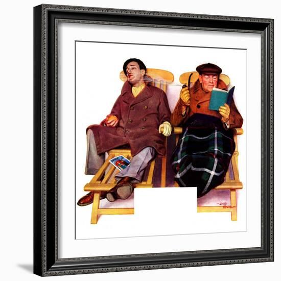 "Two Men in Deck Chairs,"January 16, 1937-Leslie Thrasher-Framed Giclee Print