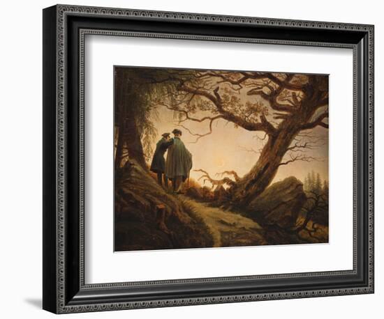 Two Men in the Consideration of the Moon; Zwei Manner in Betrachtung Des Mondes, C.1830-Caspar David Friedrich-Framed Giclee Print