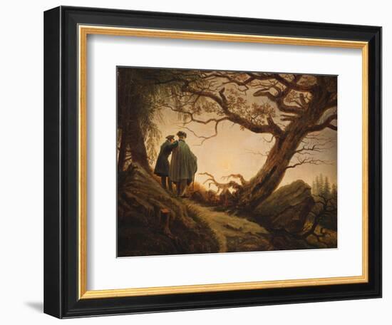 Two Men in the Consideration of the Moon; Zwei Manner in Betrachtung Des Mondes, C.1830-Caspar David Friedrich-Framed Giclee Print