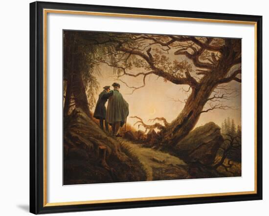 Two Men in the Consideration of the Moon; Zwei Manner in Betrachtung Des Mondes, C.1830-Caspar David Friedrich-Framed Giclee Print