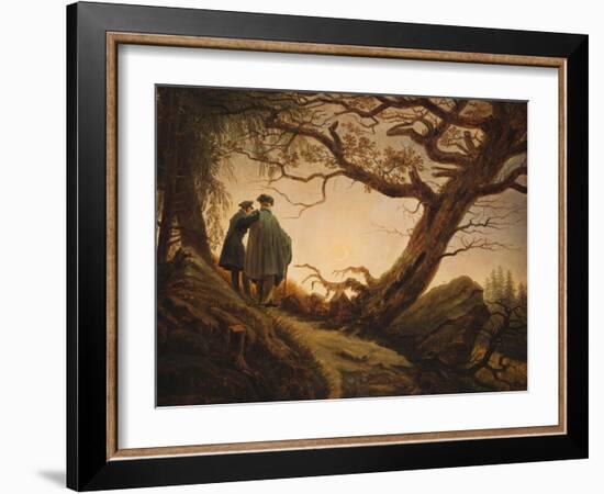 Two Men in the Consideration of the Moon; Zwei Manner in Betrachtung Des Mondes, C.1830-Caspar David Friedrich-Framed Giclee Print