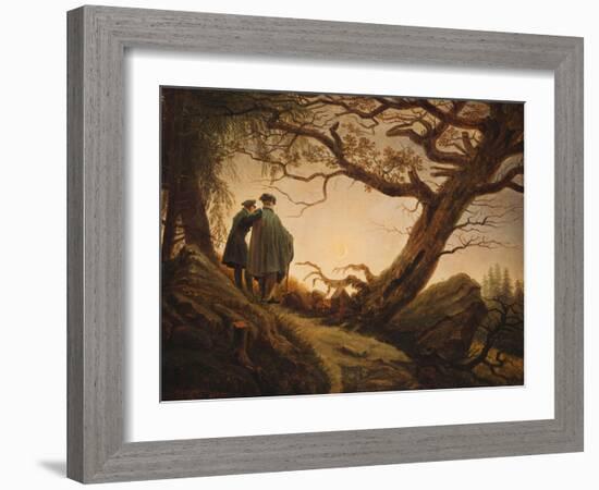 Two Men in the Consideration of the Moon-Caspar David Friedrich-Framed Giclee Print