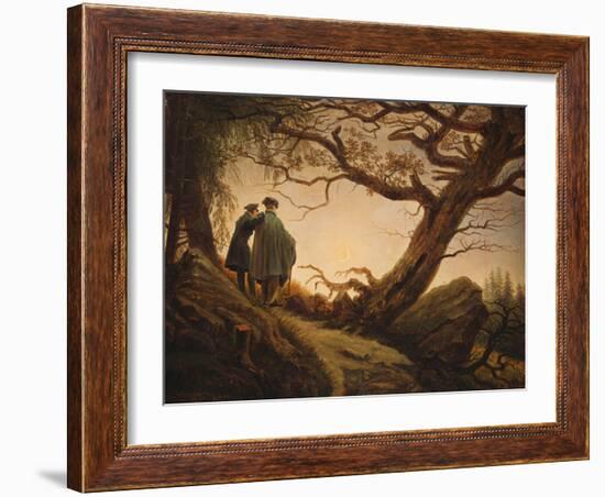 Two Men in the Consideration of the Moon-Caspar David Friedrich-Framed Giclee Print