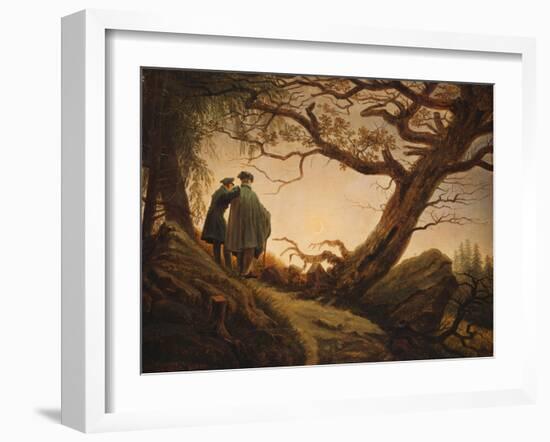 Two Men in the Consideration of the Moon-Caspar David Friedrich-Framed Giclee Print