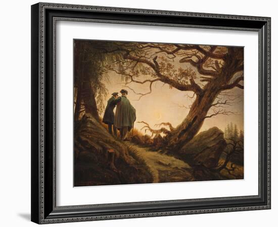 Two Men in the Consideration of the Moon-Caspar David Friedrich-Framed Giclee Print