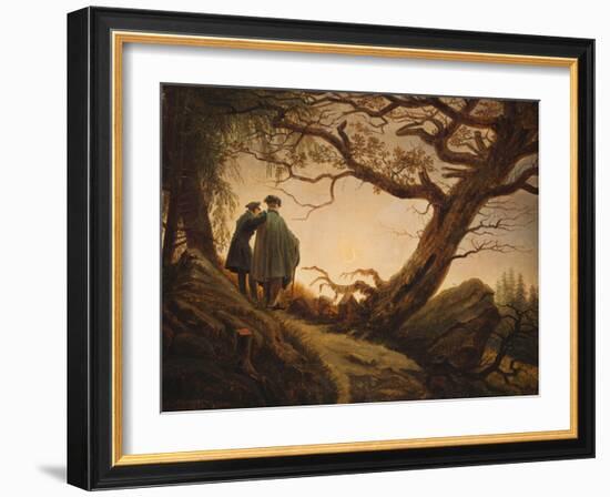 Two Men in the Consideration of the Moon-Caspar David Friedrich-Framed Giclee Print