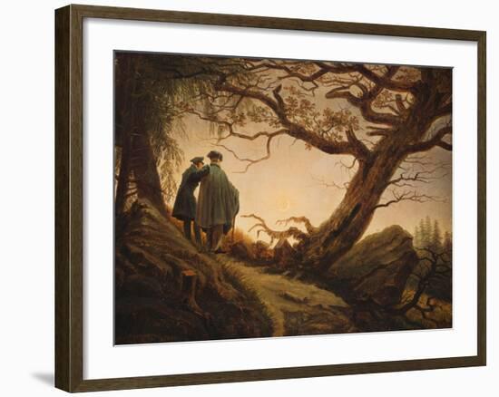 Two Men in the Consideration of the Moon-Caspar David Friedrich-Framed Giclee Print