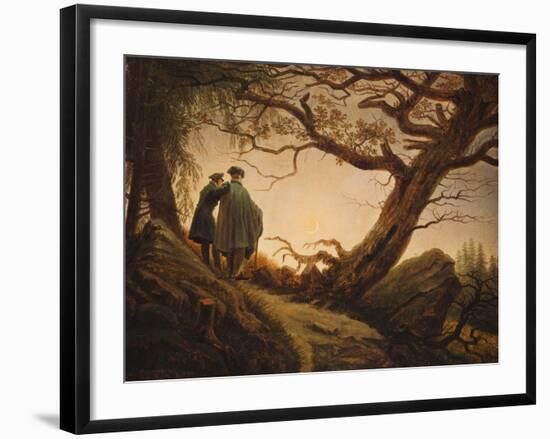 Two Men in the Consideration of the Moon-Caspar David Friedrich-Framed Giclee Print