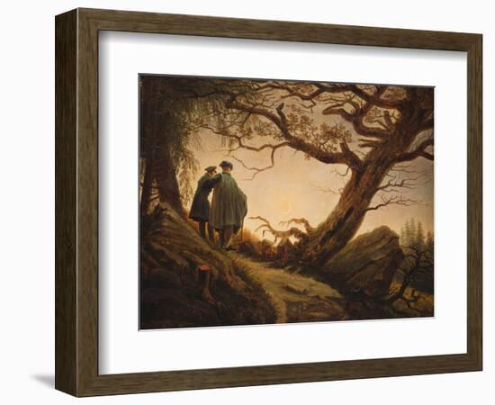 Two Men in the Consideration of the Moon-Caspar David Friedrich-Framed Giclee Print
