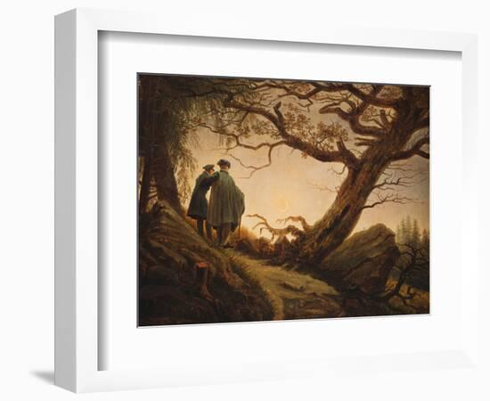 Two Men in the Consideration of the Moon-Caspar David Friedrich-Framed Giclee Print