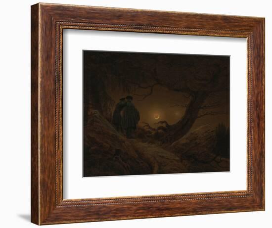 Two Men Looking at the Moon, 1819/1820-Caspar David Friedrich-Framed Giclee Print