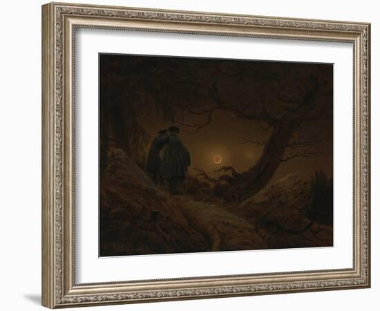 Two Men Looking at the Moon, 1819/1820-Caspar David Friedrich-Framed Giclee Print