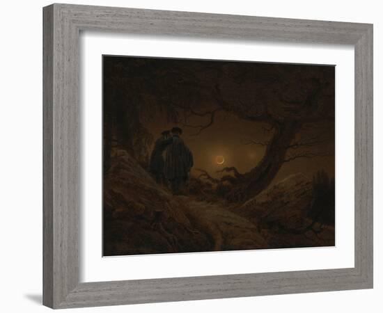 Two Men Looking at the Moon, 1819/1820-Caspar David Friedrich-Framed Giclee Print