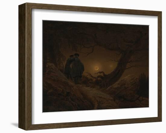 Two Men Looking at the Moon, 1819/1820-Caspar David Friedrich-Framed Giclee Print