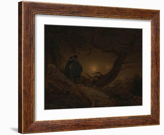 Two Men Looking at the Moon, 1819/1820-Caspar David Friedrich-Framed Giclee Print