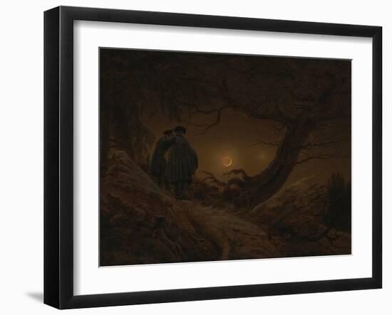 Two Men Looking at the Moon, 1819/1820-Caspar David Friedrich-Framed Giclee Print