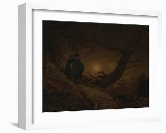 Two Men Looking at the Moon, 1819/1820-Caspar David Friedrich-Framed Giclee Print
