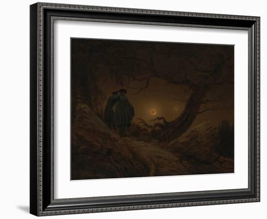 Two Men Looking at the Moon, 1819/1820-Caspar David Friedrich-Framed Giclee Print