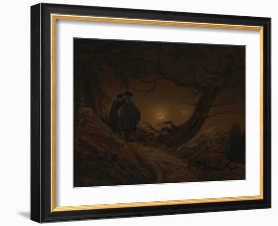 Two Men Looking at the Moon, 1819/1820-Caspar David Friedrich-Framed Giclee Print