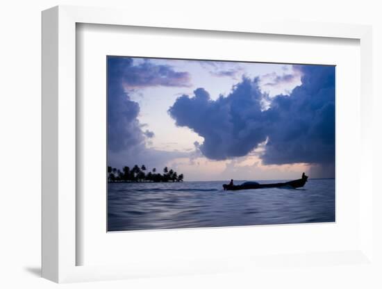 Two Men on a Fishing Boat in the San Blas Islands of Panama at Sunset-Sergio Ballivian-Framed Photographic Print