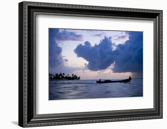 Two Men on a Fishing Boat in the San Blas Islands of Panama at Sunset-Sergio Ballivian-Framed Photographic Print