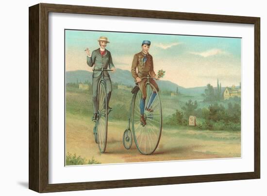 Two Men on Penny-Farthings-null-Framed Art Print