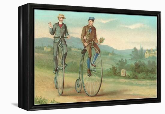 Two Men on Penny-Farthings-null-Framed Stretched Canvas