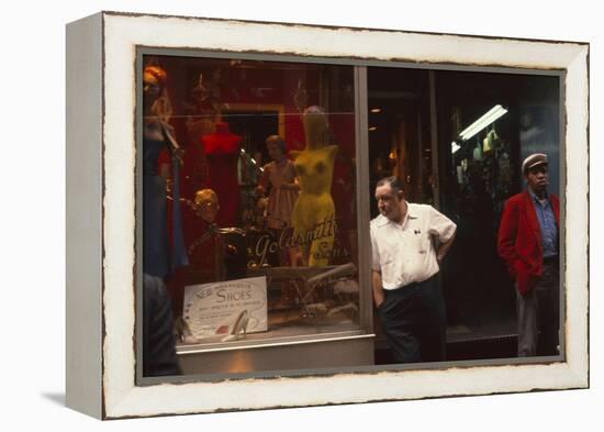 Two Men Outside Goldsmith and Sons Display Equipment, New York, New York, 1960-Walter Sanders-Framed Premier Image Canvas
