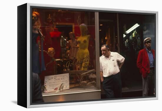 Two Men Outside Goldsmith and Sons Display Equipment, New York, New York, 1960-Walter Sanders-Framed Premier Image Canvas