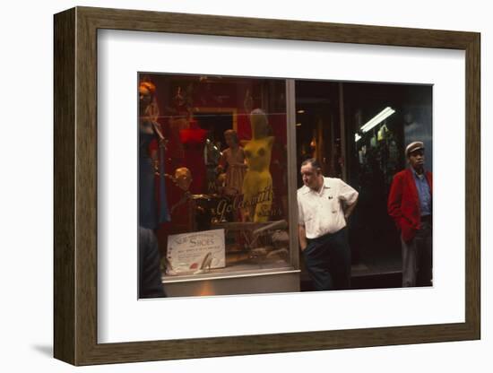 Two Men Outside Goldsmith and Sons Display Equipment, New York, New York, 1960-Walter Sanders-Framed Photographic Print