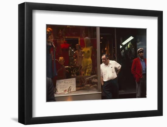 Two Men Outside Goldsmith and Sons Display Equipment, New York, New York, 1960-Walter Sanders-Framed Photographic Print