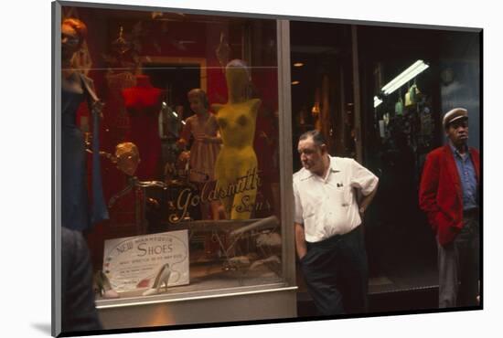 Two Men Outside Goldsmith and Sons Display Equipment, New York, New York, 1960-Walter Sanders-Mounted Photographic Print