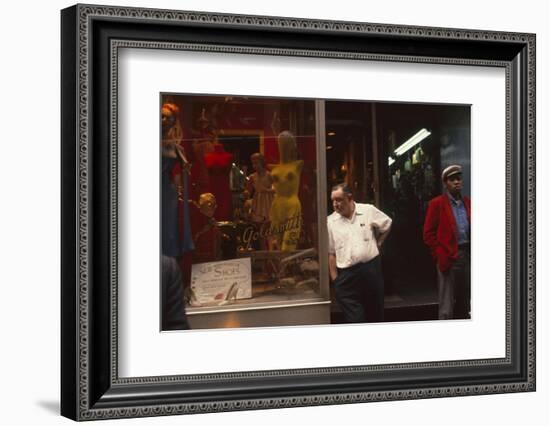 Two Men Outside Goldsmith and Sons Display Equipment, New York, New York, 1960-Walter Sanders-Framed Photographic Print