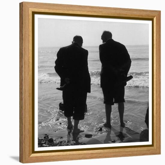 Two Men Paddling in the Sea: They Wear Formal Suits-Henry Grant-Framed Premier Image Canvas