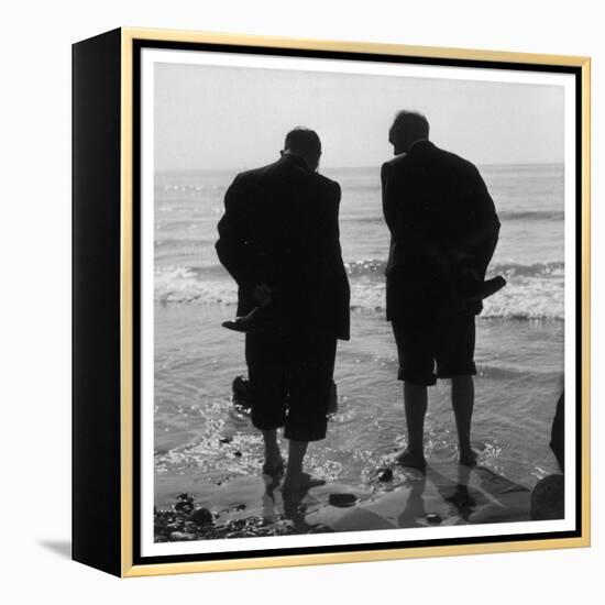 Two Men Paddling in the Sea: They Wear Formal Suits-Henry Grant-Framed Premier Image Canvas