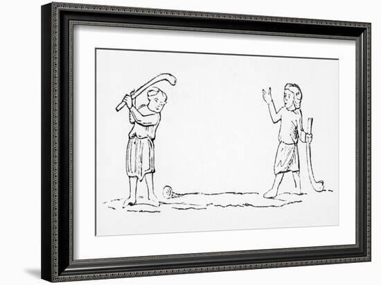 Two Men Play a Game of "Bandy-ball" a Primitive Form of Golf-null-Framed Art Print