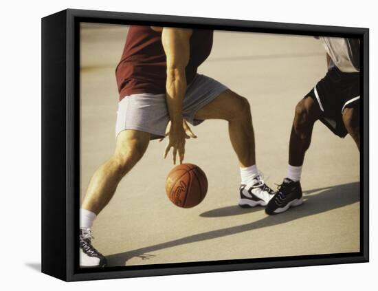 Two Men Playing Basketball-null-Framed Premier Image Canvas