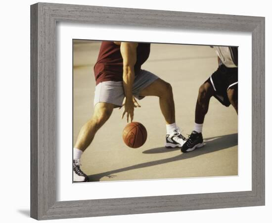 Two Men Playing Basketball-null-Framed Photographic Print