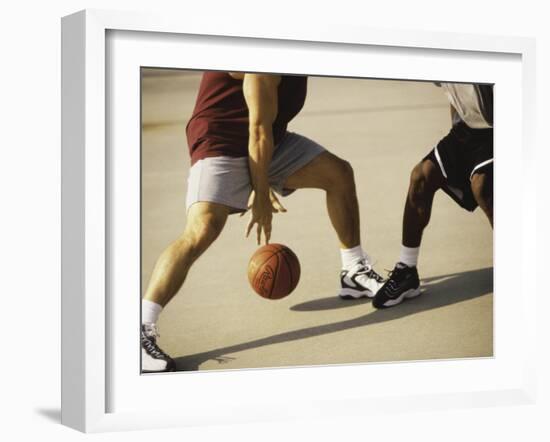 Two Men Playing Basketball-null-Framed Photographic Print