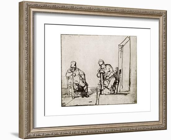 Two Men Seated at a Doorway, 1913-Rembrandt van Rijn-Framed Giclee Print