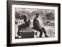 Two Men Sitting Back to Back Near Washington Square Park Fountain, Untitled 9, C.1953-64-Nat Herz-Framed Photographic Print