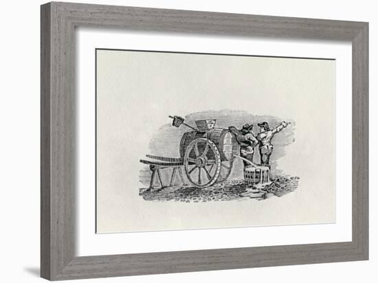 Two Men with a Barrel Cart (Wood Engraving)-Thomas Bewick-Framed Giclee Print