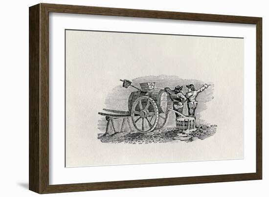 Two Men with a Barrel Cart (Wood Engraving)-Thomas Bewick-Framed Giclee Print