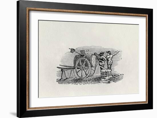 Two Men with a Barrel Cart (Wood Engraving)-Thomas Bewick-Framed Giclee Print