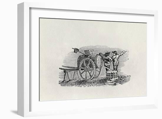 Two Men with a Barrel Cart (Wood Engraving)-Thomas Bewick-Framed Giclee Print