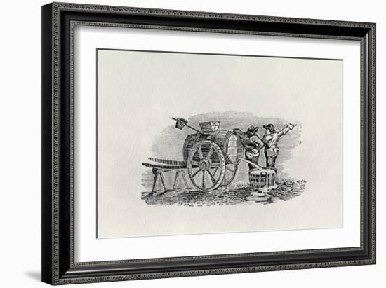 Two Men with a Barrel Cart (Wood Engraving)-Thomas Bewick-Framed Giclee Print