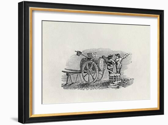 Two Men with a Barrel Cart (Wood Engraving)-Thomas Bewick-Framed Giclee Print